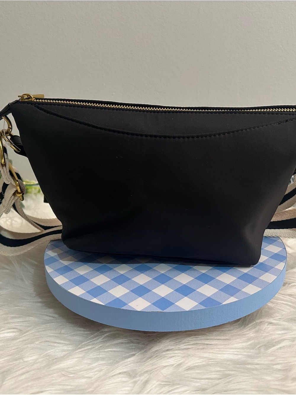 Everyday Black Crossbody Bag with Gold Accents